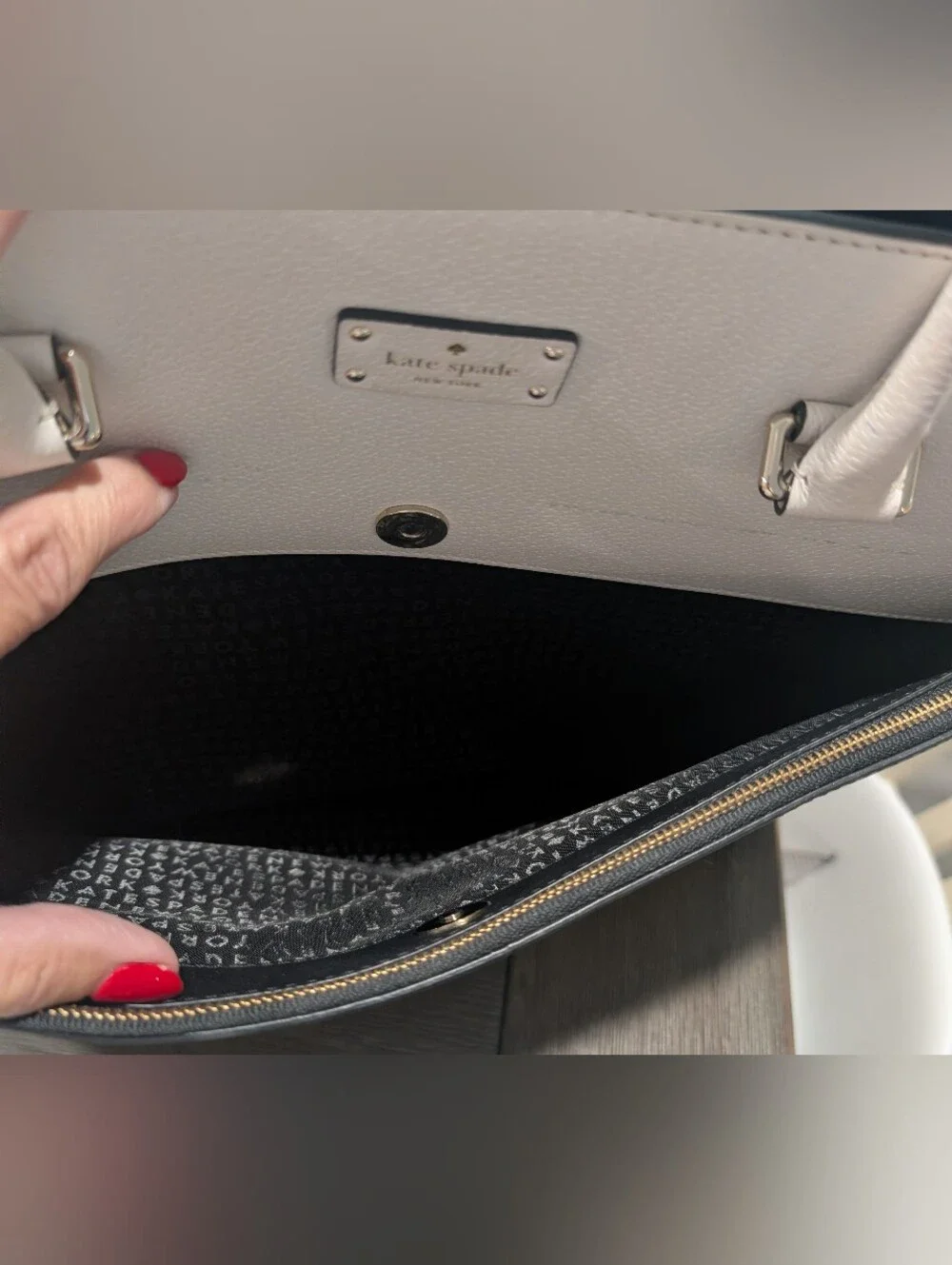 kate spade Black and Cream Two-Tone Leather Bag Very Gently Used